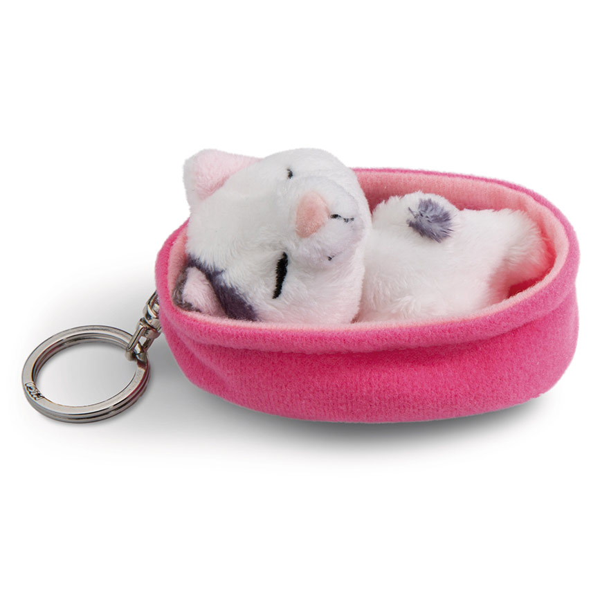 Sleeping Pets Spotted Cat Keyring