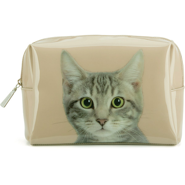 Tabby on Taupe Large Beauty Bag
