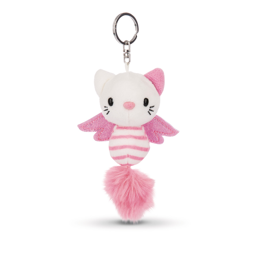 Guardian Angel Cat Keyring (Pink Stripes)