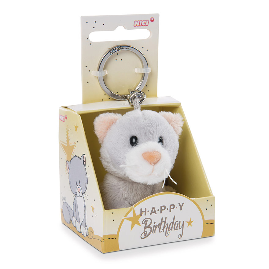 Happy Birthday Cat Keyring