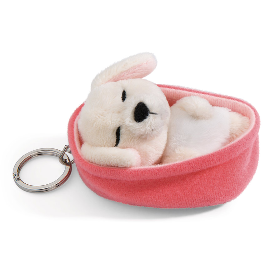 Sleeping Pets Cream Dog Keyring