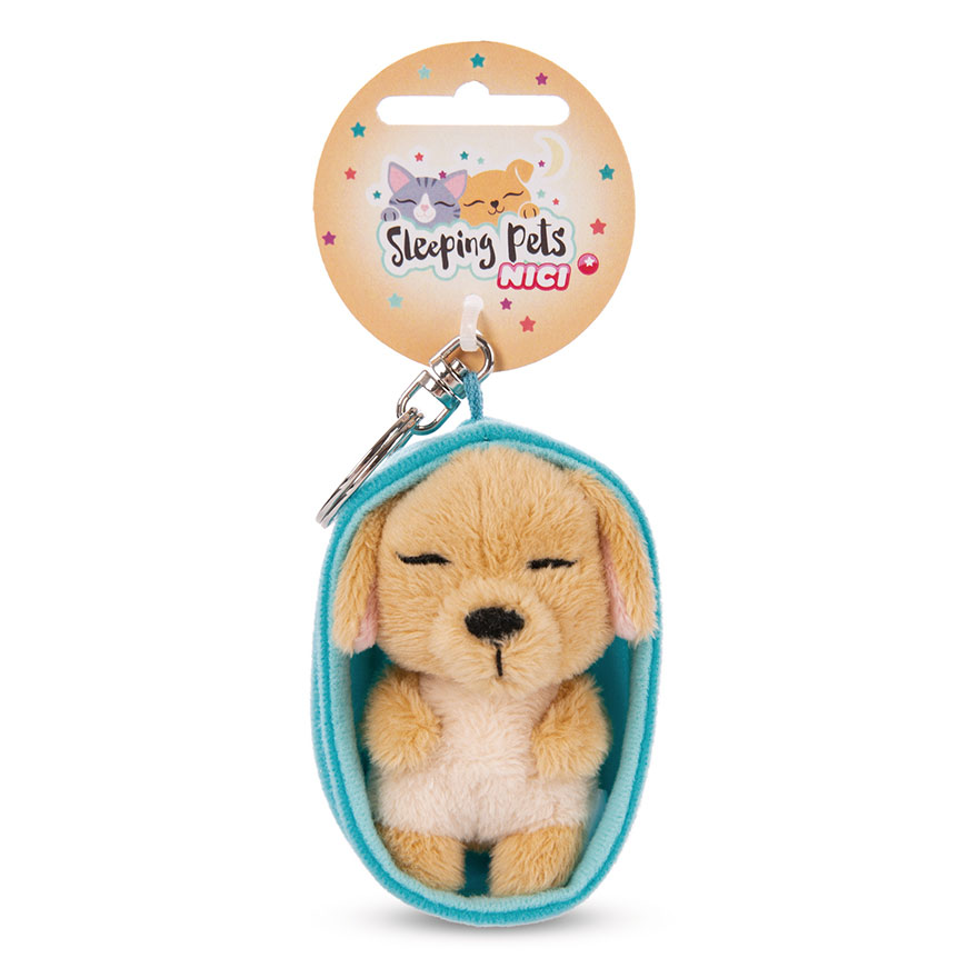 Sleeping Pets Caramel Dog Keyring