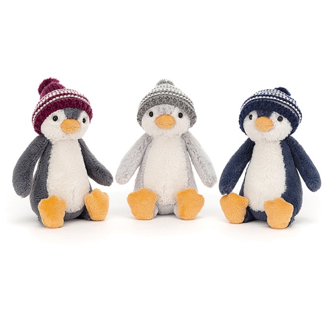 Bashful Burgundy Bobble Hat Penguin