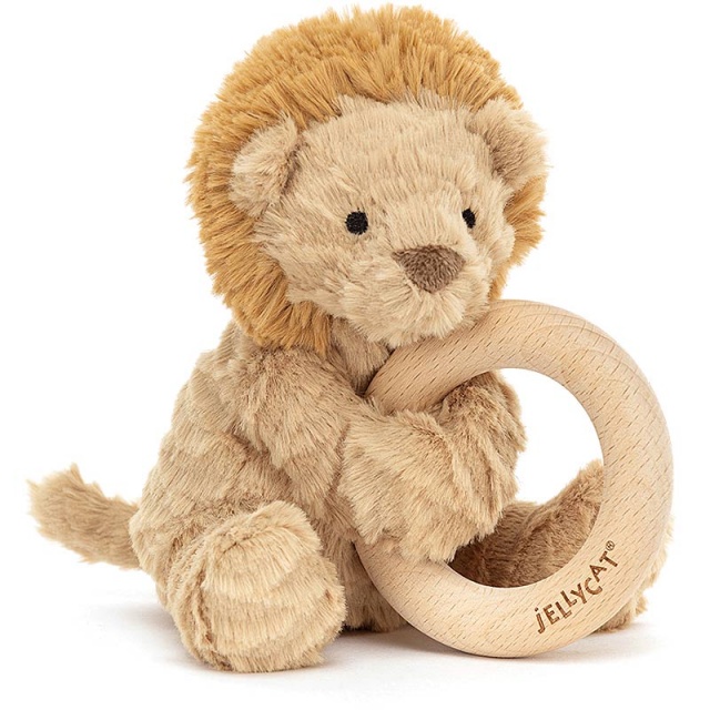 Fuddlewuddle Lion Wooden Teething Ring & Rattle