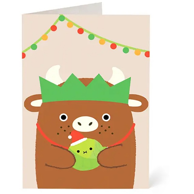 Ricemoo Cow Christmas Card