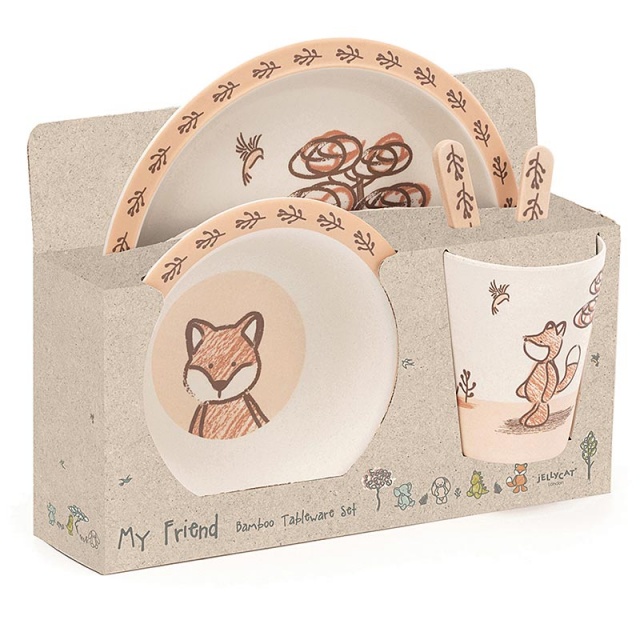 Little Jellycat My Friend Fox Bamboo Bowl, Cup & Plate Set plushpaws