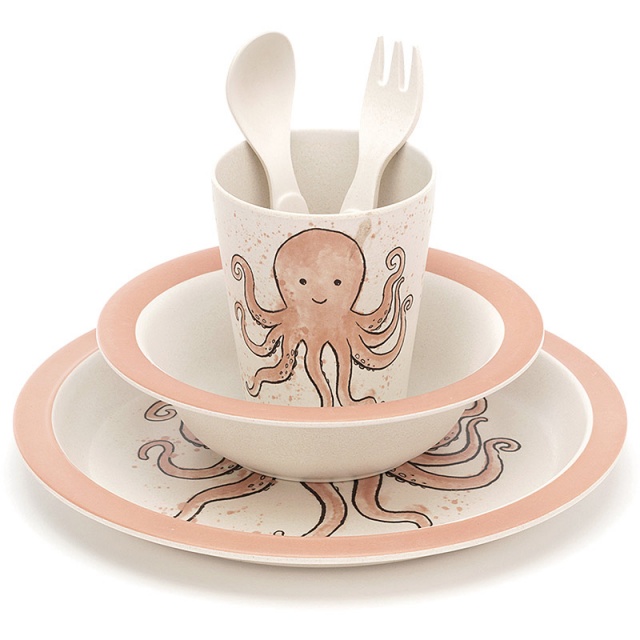 Odell Octopus Bamboo Bowl Set