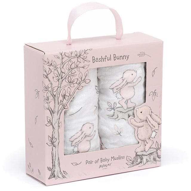 Bashful Pink Bunny Muslin Cloths