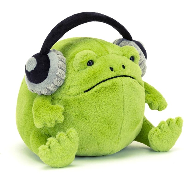 Jellycat Ricky Rain Frog with Headphones plushpaws.co.uk