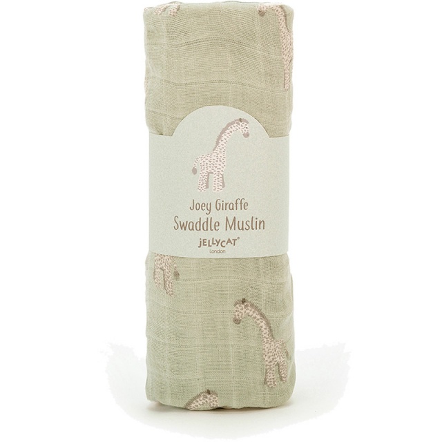 Little Jellycat Joey Giraffe Swaddle Muslin plushpaws