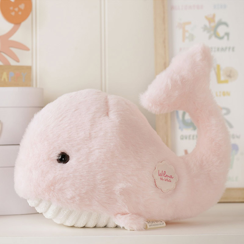 San-X Jinbesan Kokujira's Mom Mochi Plush - Pink Whale Stuffed Animal, 8.25 Inches, Embroidered Shell