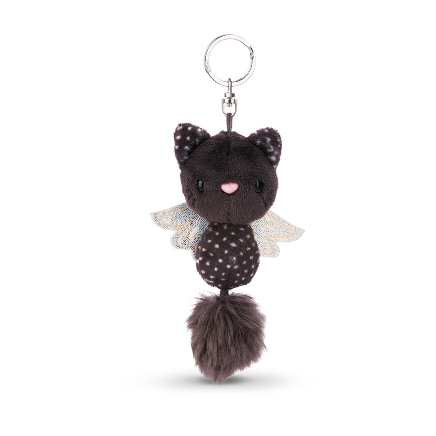 Guardian Angel Cat Keyring (White Spots)