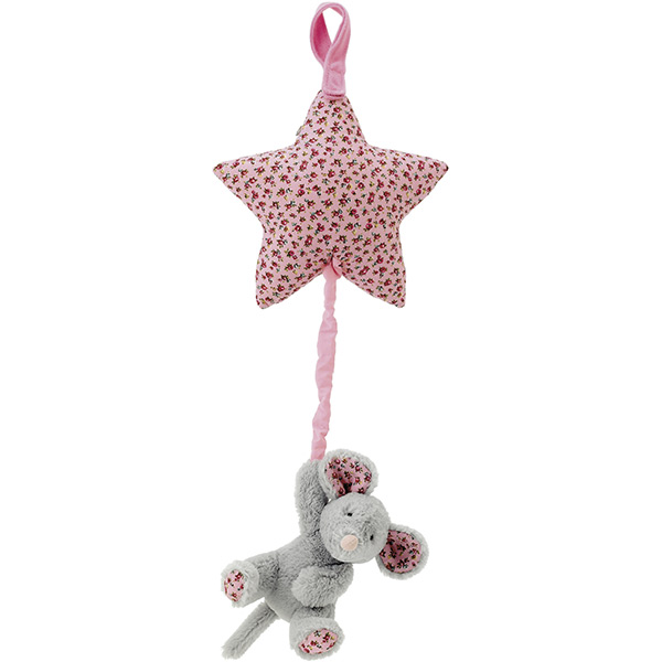 Little Jellycat Blossom Bashful Grey Mouse Star Musical Pull