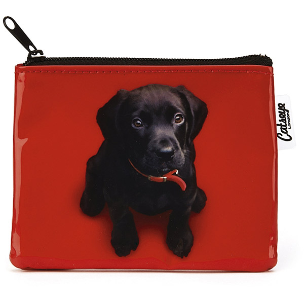 Black Lab on Red Coin Purse