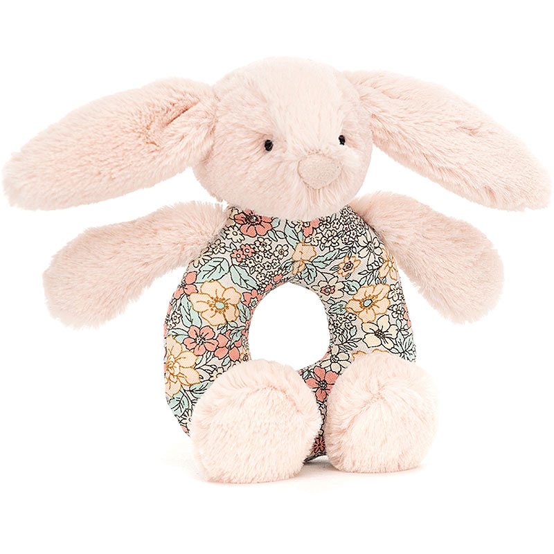 Little Jellycat Blossom Blush Bunny Grabber Rattle Plushpaws.co.uk