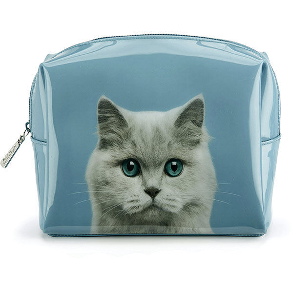 Cat on Blue Large Beauty Bag
