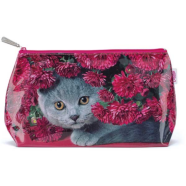 Cat with Flowers Wash Bag