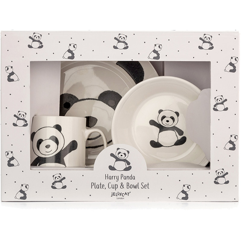 Little Jellycat Harry Panda Ceramic Bowl, Cup & Plate Set plushpaws.co.uk