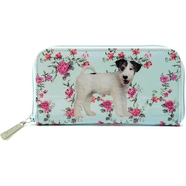 Floral Pup Zip Wallet