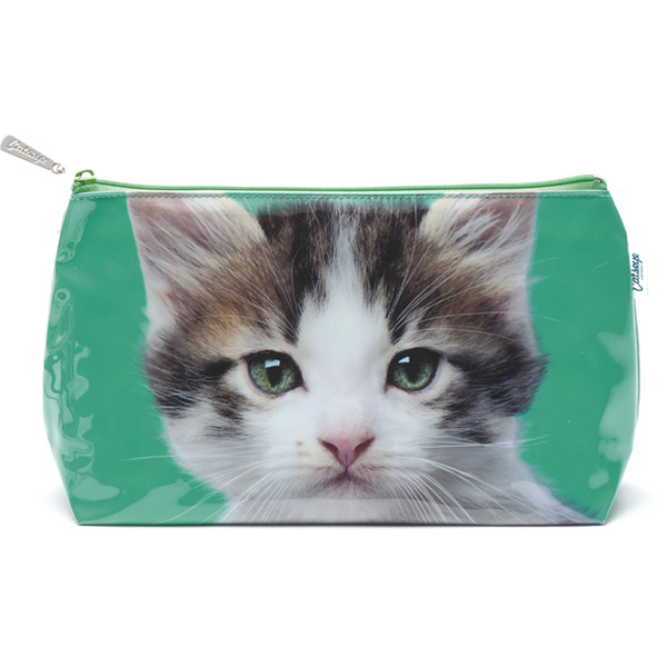 Kitten on Green Wash Bag