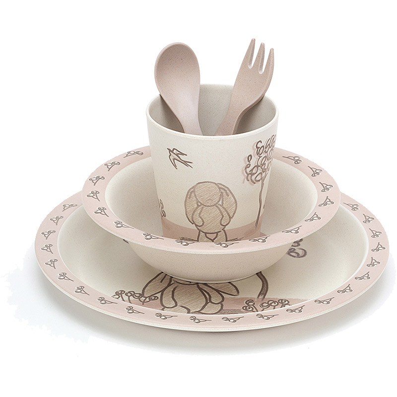 Little Jellycat My Friend Bunny Bamboo Bowl, Cup & Plate Set