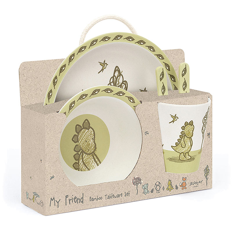 Little Jellycat My Friend Dino Bamboo Bowl, Cup & Plate Set plushpaws