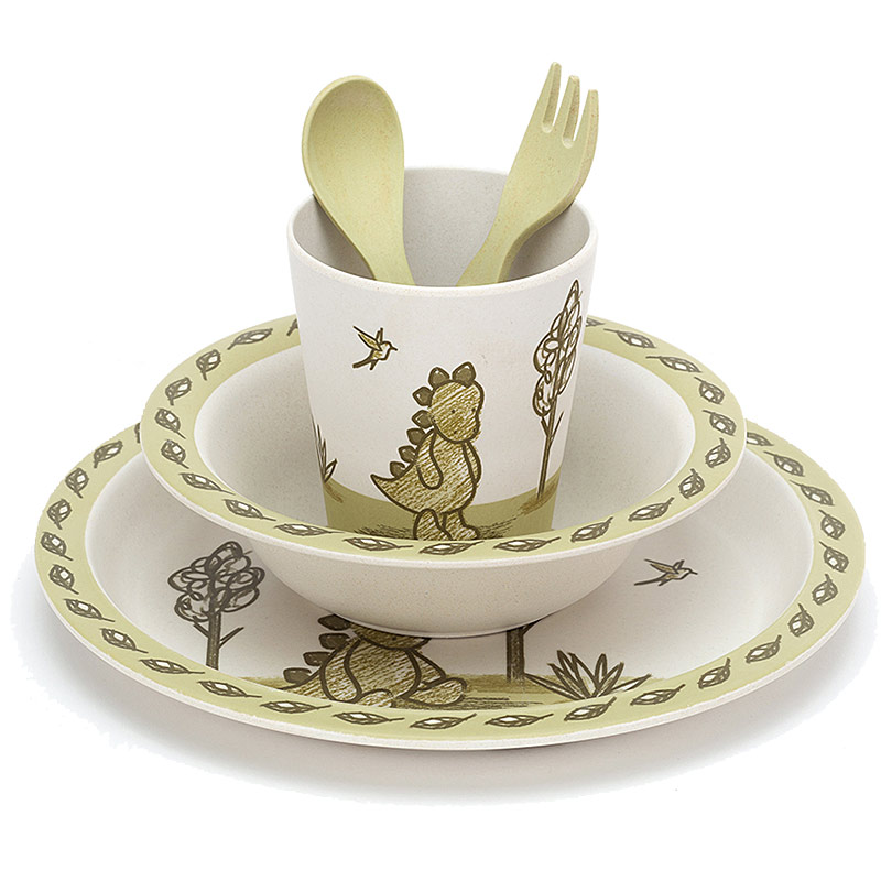 Little Jellycat My Friend Dino Bamboo Bowl, Cup & Plate Set plushpaws