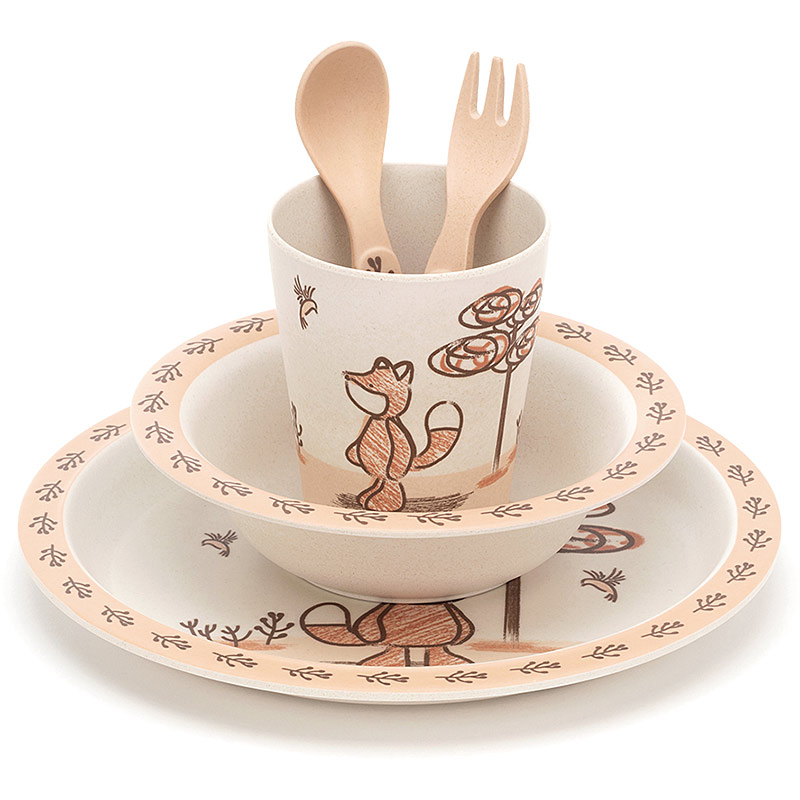 Little Jellycat My Friend Fox Bamboo Bowl, Cup & Plate Set plushpaws