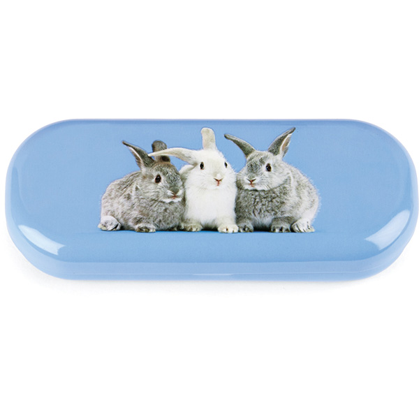 Rabbits on Blue Glasses Case