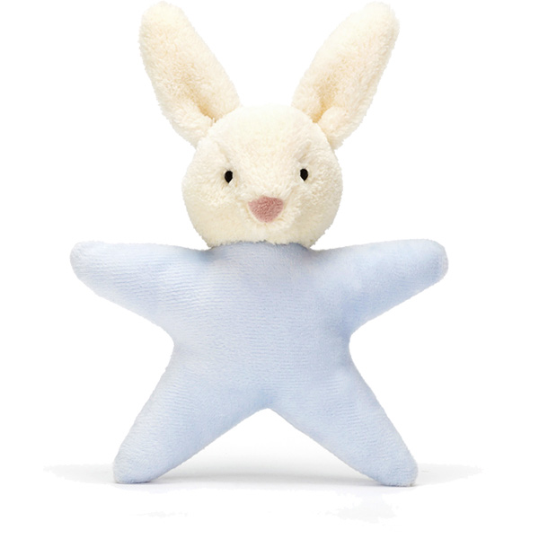 Little Jellycat Star Bunny Blue Rattle Plushpaws.co.uk