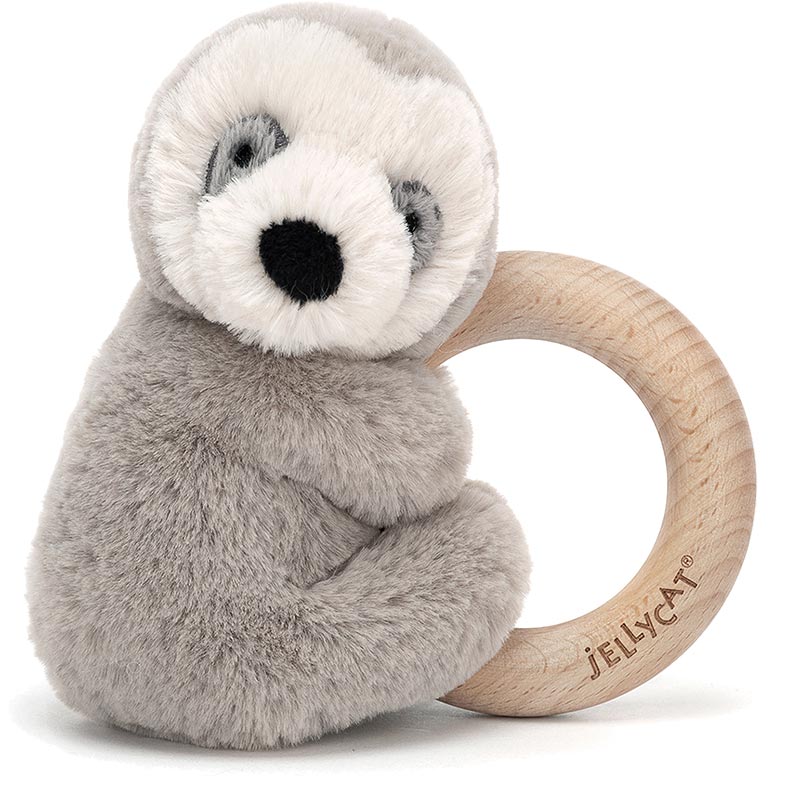 Shooshu Sloth Wooden Teething Ring & Rattle
