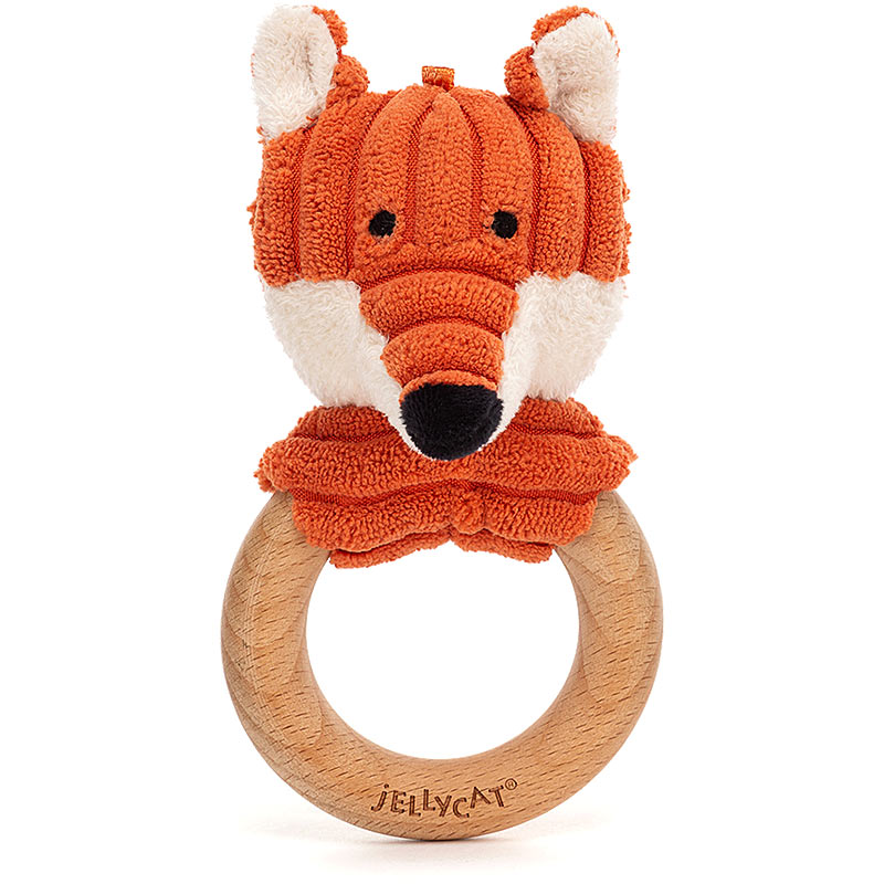 Cordy Roy Baby Fox Wooden Teething Ring Rattle