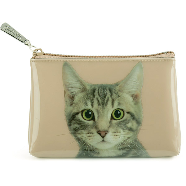 Tabby on Taupe Pouch
